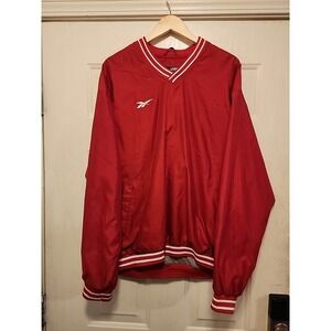 Vintage 90's‎ Reebok Jacket Adult Large Red Pullover Windbreaker V Neck Mens